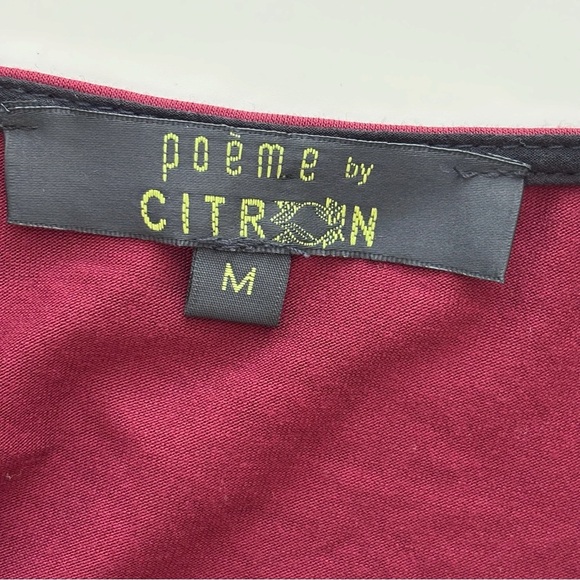 Poeme by Citron Leopard Print Layered Tunic Top Medium Burgundy Blouse - Picture 6 of 8